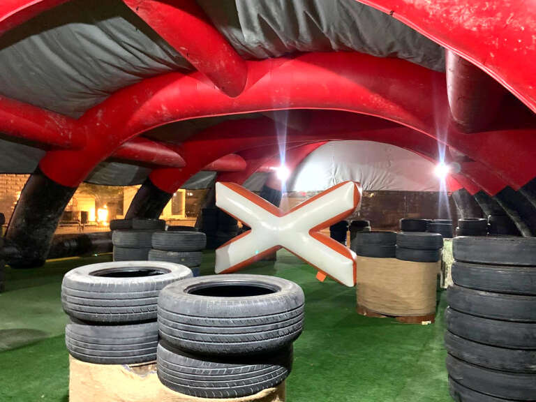 Inflatable bunkers inside the event arena