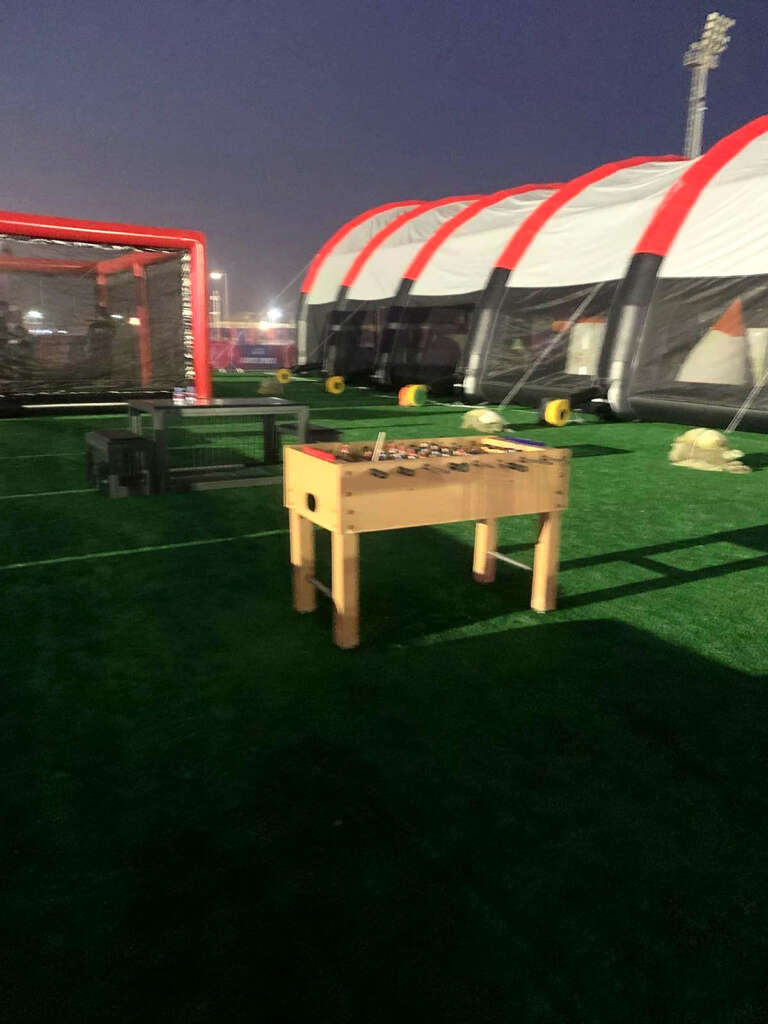 Battle Zone mobile inflatable arena at night