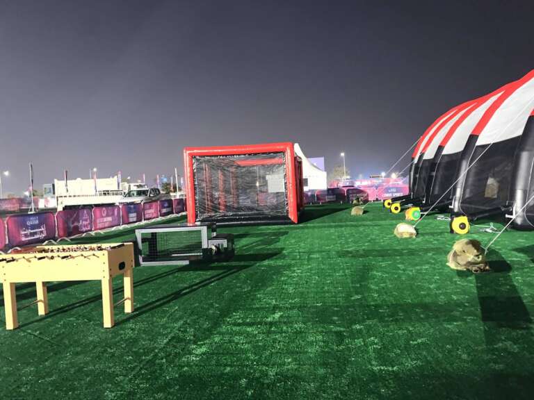 Battle Zone mobile inflatable arena at night