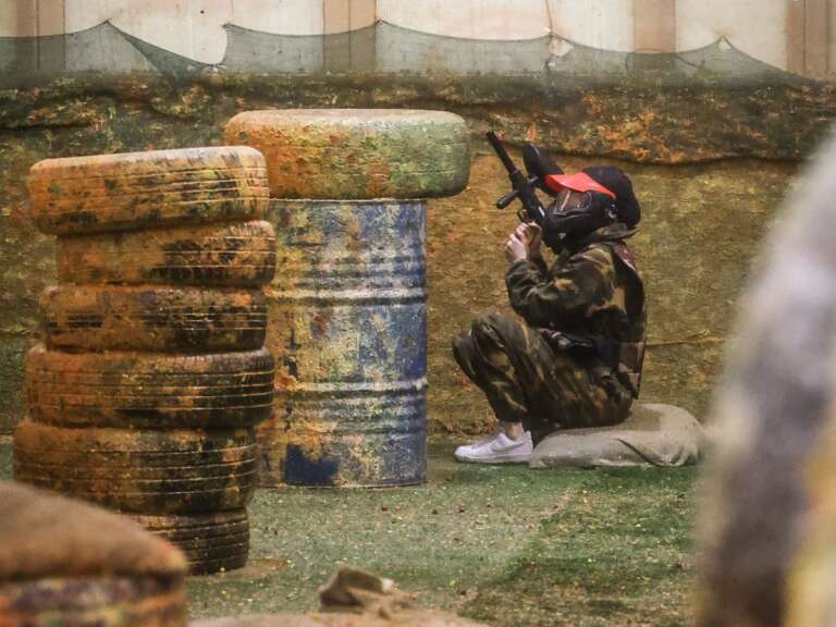 Player taking cover in the main arena